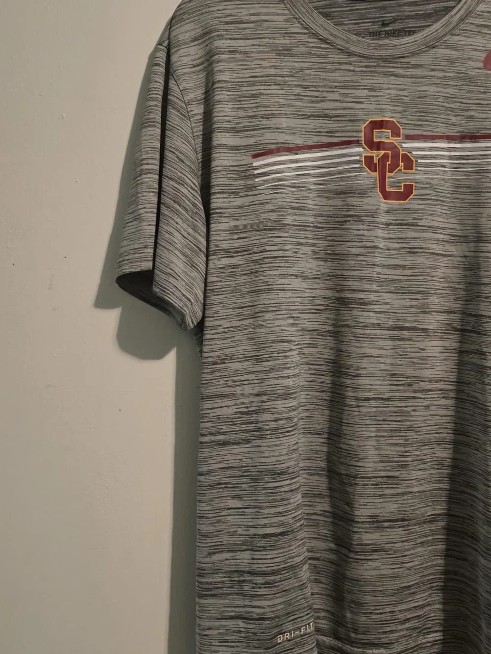 Nike Gray USC Heathered Dri-FIT Tee with Cardinal Logo